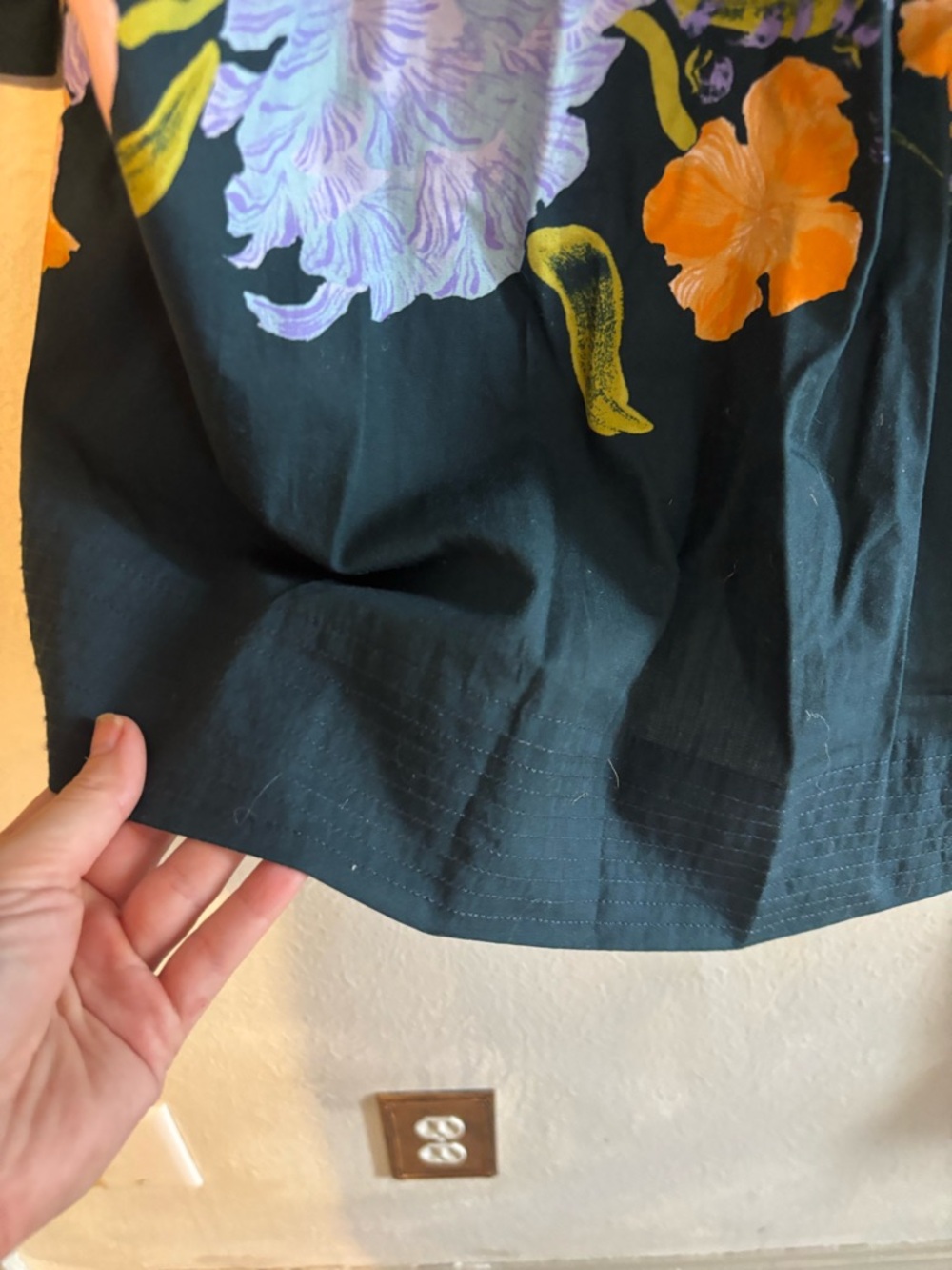 Anthropologie Navy Floral Puff-Sleeve Blouse - Picture 6 of 6